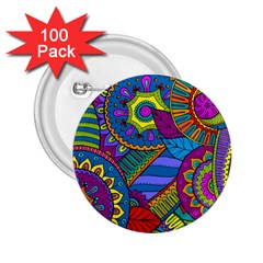 Pop Art Paisley Flowers Ornaments Multicolored 2 25  Buttons (100 Pack)  by EDDArt