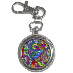 Pop Art Paisley Flowers Ornaments Multicolored Key Chain Watches by EDDArt