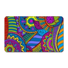 Pop Art Paisley Flowers Ornaments Multicolored Magnet (rectangular) by EDDArt