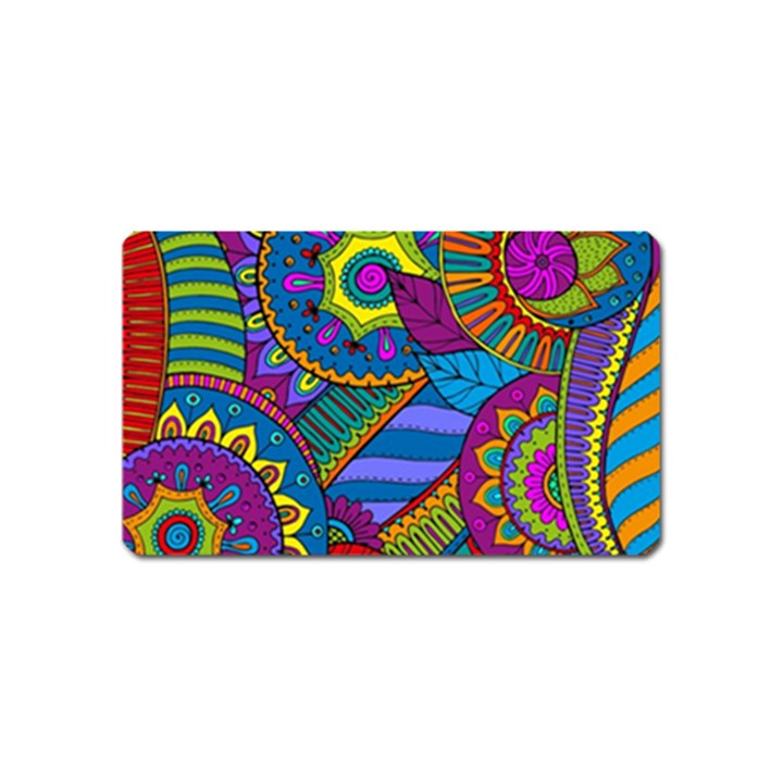 Pop Art Paisley Flowers Ornaments Multicolored Magnet (Name Card)