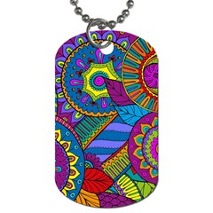 Pop Art Paisley Flowers Ornaments Multicolored Dog Tag (two Sides) by EDDArt