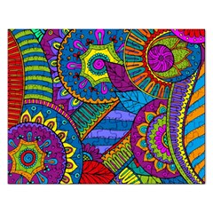 Pop Art Paisley Flowers Ornaments Multicolored Rectangular Jigsaw Puzzl