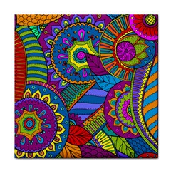 Pop Art Paisley Flowers Ornaments Multicolored Face Towel by EDDArt