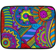 Pop Art Paisley Flowers Ornaments Multicolored Double Sided Fleece Blanket (Mini) 