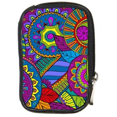 Pop Art Paisley Flowers Ornaments Multicolored Compact Camera Cases by EDDArt