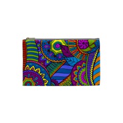 Pop Art Paisley Flowers Ornaments Multicolored Cosmetic Bag (Small) 