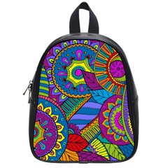 Pop Art Paisley Flowers Ornaments Multicolored School Bags (Small) 