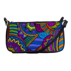 Pop Art Paisley Flowers Ornaments Multicolored Shoulder Clutch Bags by EDDArt