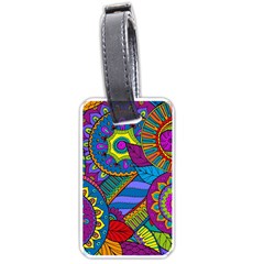 Pop Art Paisley Flowers Ornaments Multicolored Luggage Tags (one Side)  by EDDArt