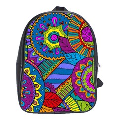 Pop Art Paisley Flowers Ornaments Multicolored School Bags (xl)  by EDDArt