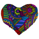 Pop Art Paisley Flowers Ornaments Multicolored Large 19  Premium Heart Shape Cushions Back