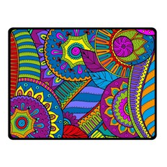 Pop Art Paisley Flowers Ornaments Multicolored Double Sided Fleece Blanket (small) 