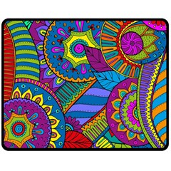 Pop Art Paisley Flowers Ornaments Multicolored Double Sided Fleece Blanket (medium)  by EDDArt