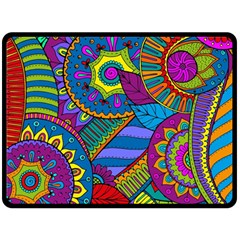 Pop Art Paisley Flowers Ornaments Multicolored Double Sided Fleece Blanket (large)  by EDDArt