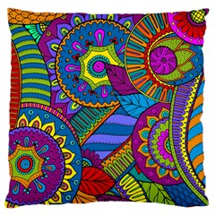 Pop Art Paisley Flowers Ornaments Multicolored Standard Flano Cushion Case (one Side) by EDDArt