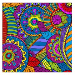 Pop Art Paisley Flowers Ornaments Multicolored Large Satin Scarf (square) by EDDArt