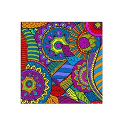 Pop Art Paisley Flowers Ornaments Multicolored Satin Bandana Scarf by EDDArt