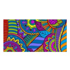 Pop Art Paisley Flowers Ornaments Multicolored Satin Shawl by EDDArt