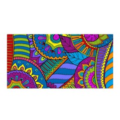 Pop Art Paisley Flowers Ornaments Multicolored Satin Wrap