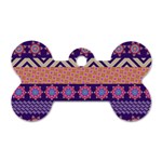 Colorful Winter Pattern Dog Tag Bone (One Side) Front