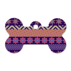 Colorful Winter Pattern Dog Tag Bone (two Sides) by DanaeStudio