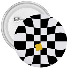 Dropout Yellow Black And White Distorted Check 3  Buttons by designworld65