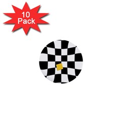 Dropout Yellow Black And White Distorted Check 1  Mini Buttons (10 Pack)  by designworld65