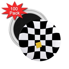 Dropout Yellow Black And White Distorted Check 2 25  Magnets (100 Pack)  by designworld65