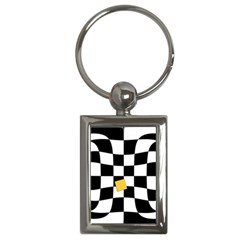 Dropout Yellow Black And White Distorted Check Key Chains (rectangle)  by designworld65