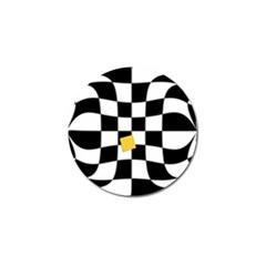 Dropout Yellow Black And White Distorted Check Golf Ball Marker by designworld65