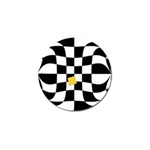 Dropout Yellow Black And White Distorted Check Golf Ball Marker (4 pack) Front