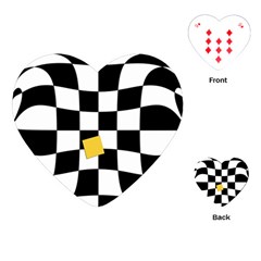 Dropout Yellow Black And White Distorted Check Playing Cards (heart)  by designworld65