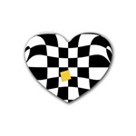 Dropout Yellow Black And White Distorted Check Heart Coaster (4 pack)  Front