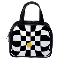 Dropout Yellow Black And White Distorted Check Classic Handbags (one Side) by designworld65