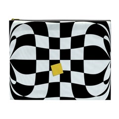 Dropout Yellow Black And White Distorted Check Cosmetic Bag (xl) by designworld65