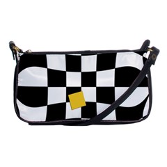 Dropout Yellow Black And White Distorted Check Shoulder Clutch Bags by designworld65