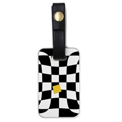 Dropout Yellow Black And White Distorted Check Luggage Tags (one Side)  by designworld65