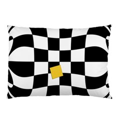 Dropout Yellow Black And White Distorted Check Pillow Case (two Sides) by designworld65