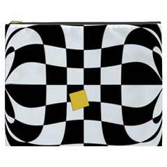 Dropout Yellow Black And White Distorted Check Cosmetic Bag (xxxl)  by designworld65