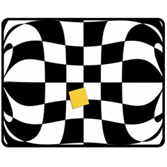 Dropout Yellow Black And White Distorted Check Double Sided Fleece Blanket (medium)  by designworld65