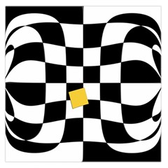 Dropout Yellow Black And White Distorted Check Large Satin Scarf (square) by designworld65