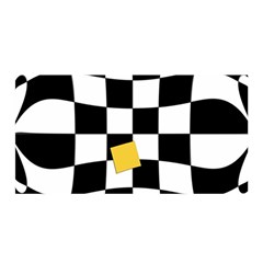 Dropout Yellow Black And White Distorted Check Satin Wrap by designworld65