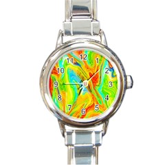 Happy Multicolor Painting Round Italian Charm Watch by designworld65