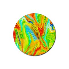 Happy Multicolor Painting Rubber Round Coaster (4 Pack)  by designworld65