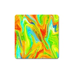 Happy Multicolor Painting Square Magnet by designworld65