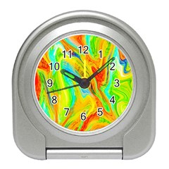 Happy Multicolor Painting Travel Alarm Clocks by designworld65