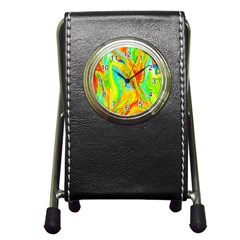 Happy Multicolor Painting Pen Holder Desk Clocks by designworld65