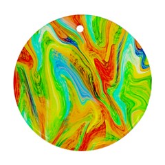 Happy Multicolor Painting Round Ornament (two Sides)  by designworld65