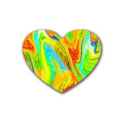 Happy Multicolor Painting Rubber Coaster (heart)  by designworld65