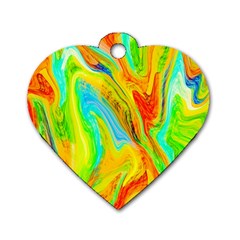 Happy Multicolor Painting Dog Tag Heart (One Side)